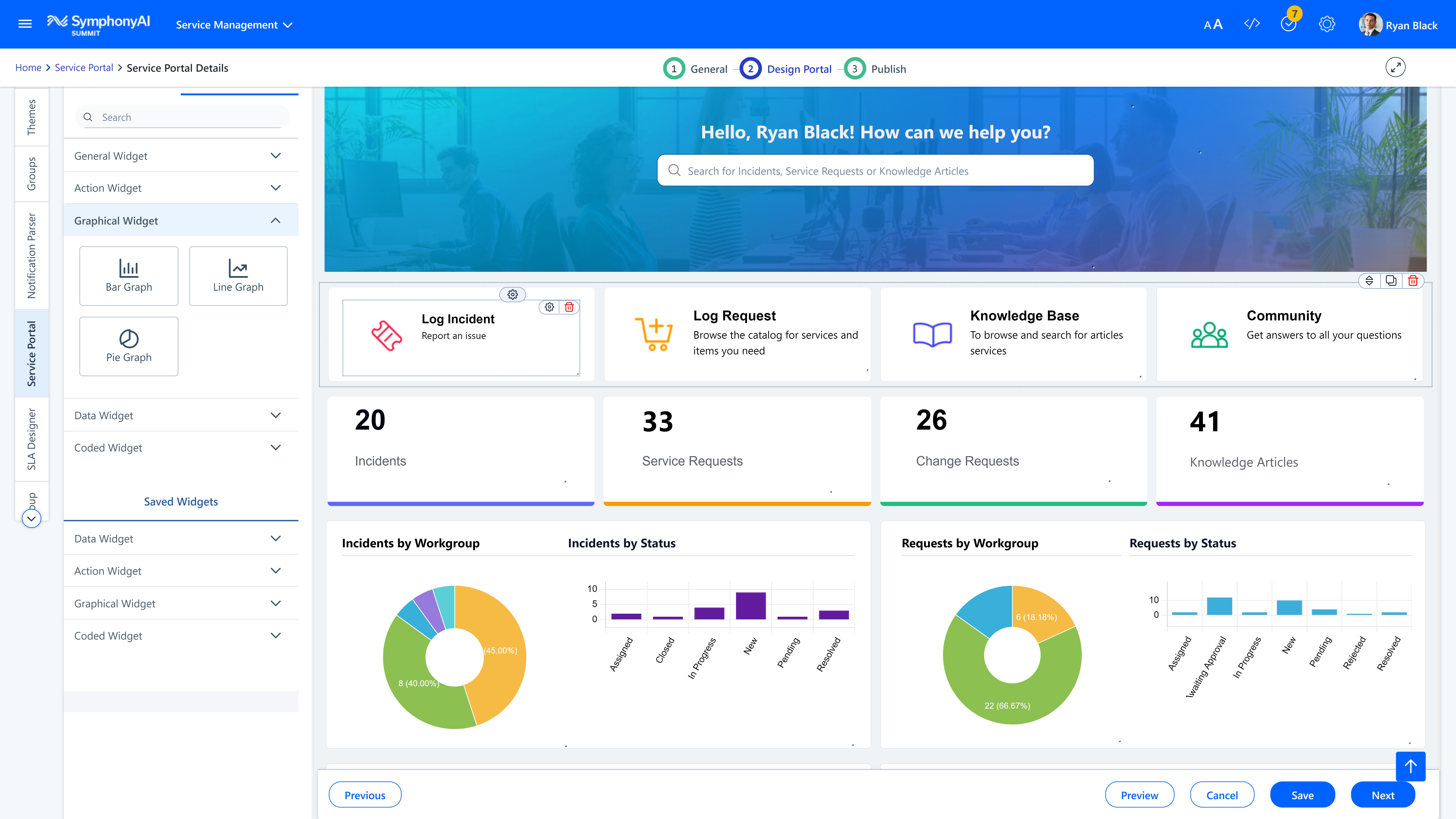 SymphonyAI ITSM service portal designer